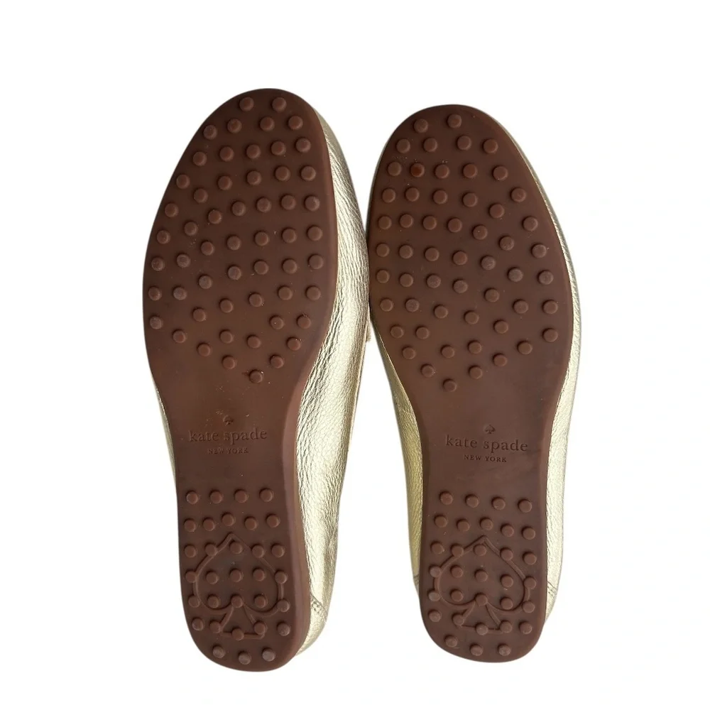 Kate Spade Metallic Gold Leather Deck Driver Slip-on Loafers Size 7.5